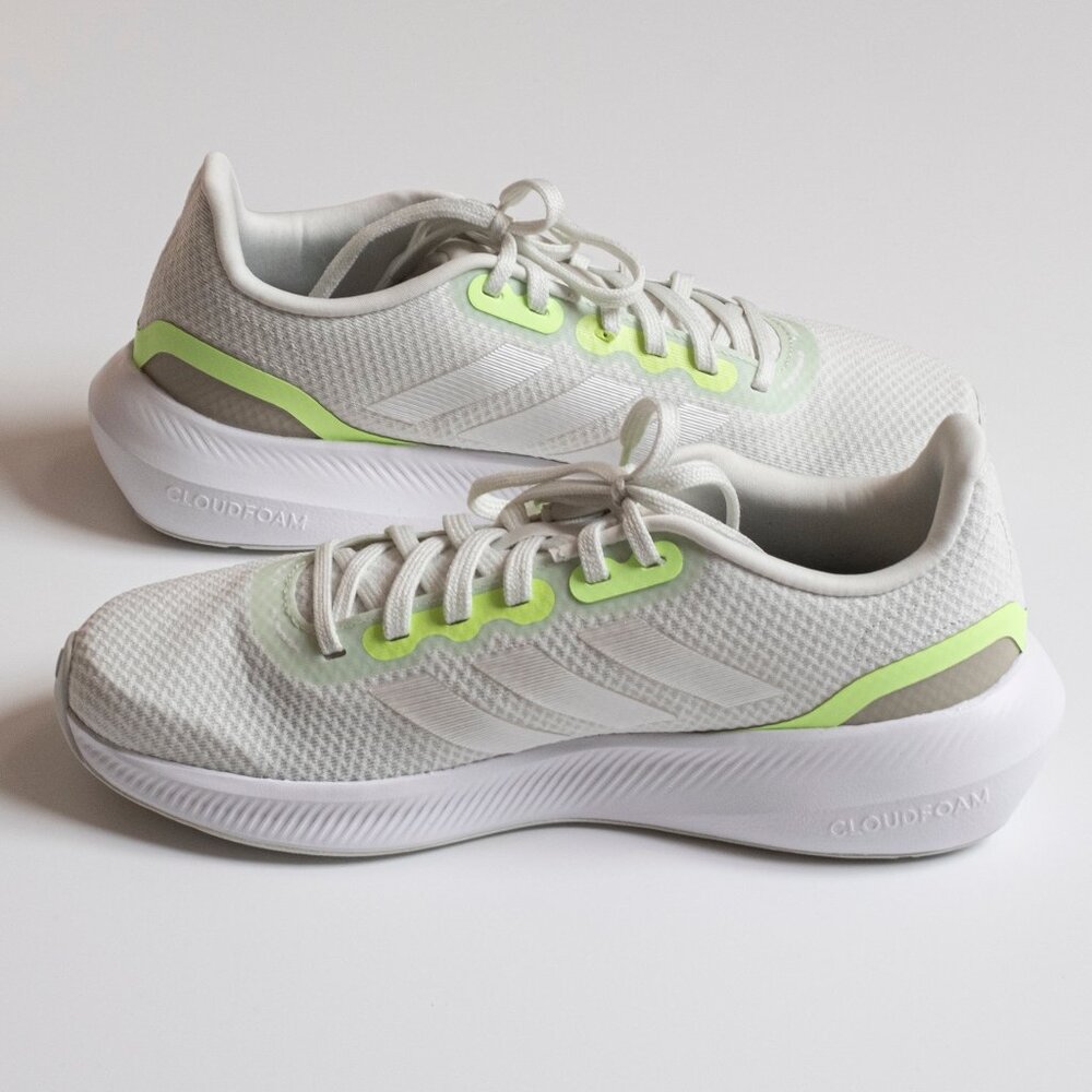 Adidas Running Shoe Runfalcon 3.0 -‎ White/Neon Green Women's Size 9.5 NWT